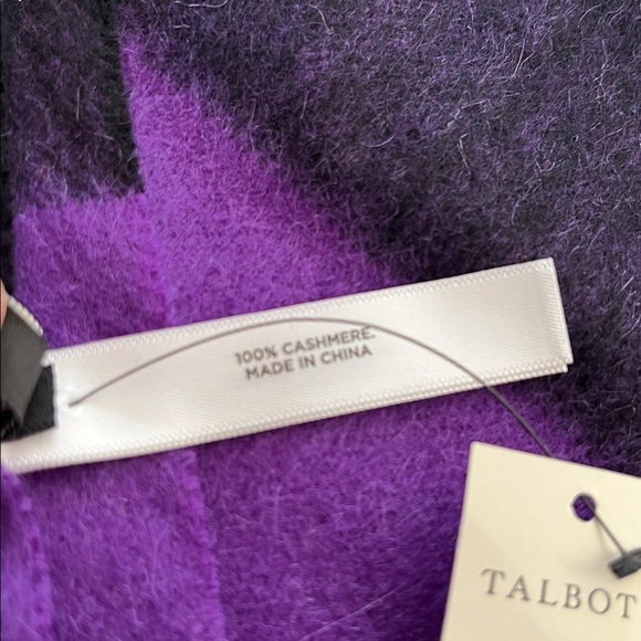 Talbots Purple and Black Cashmere Scarf new with tags - Picture 3 of 5